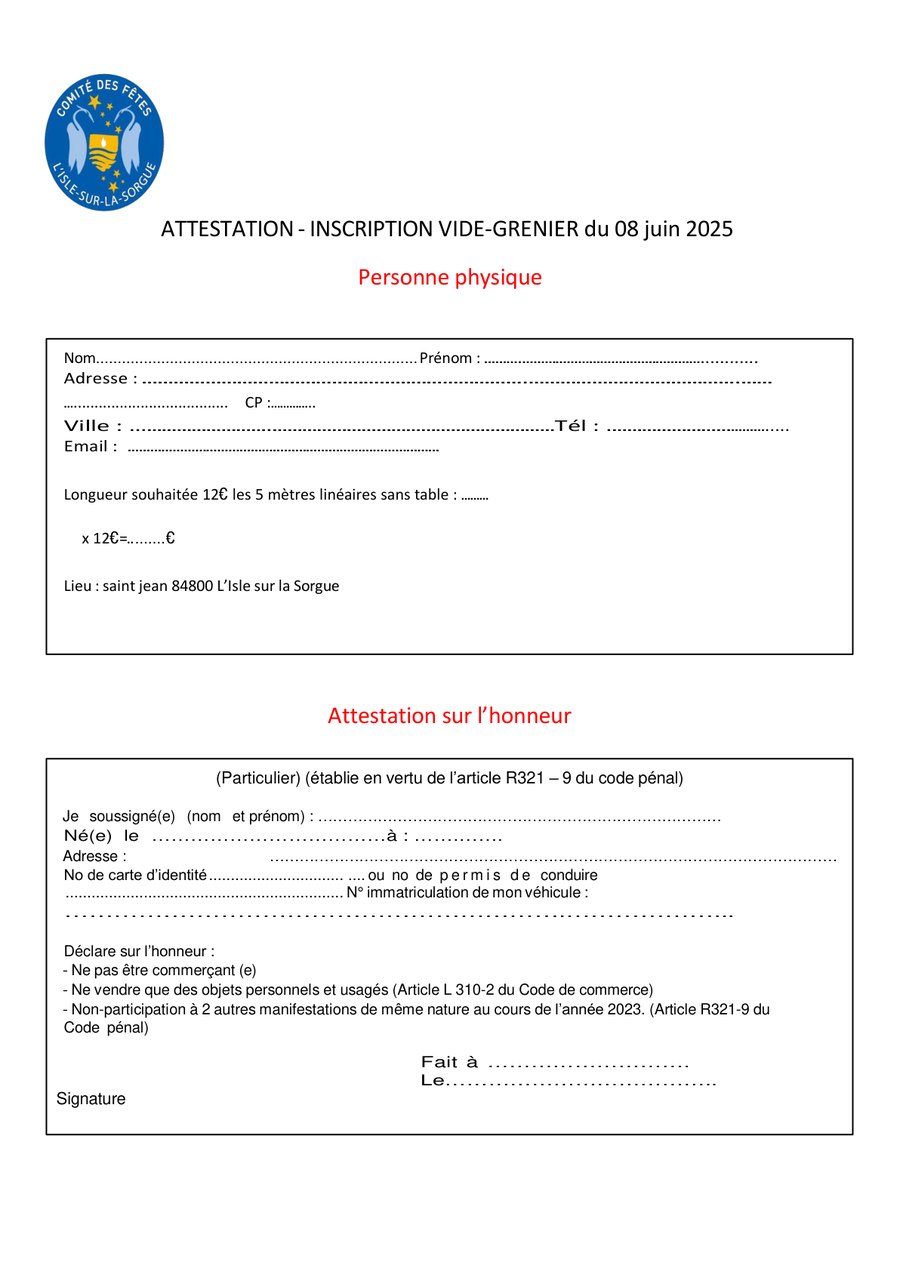 Bulletin d'inscription vide-grenier